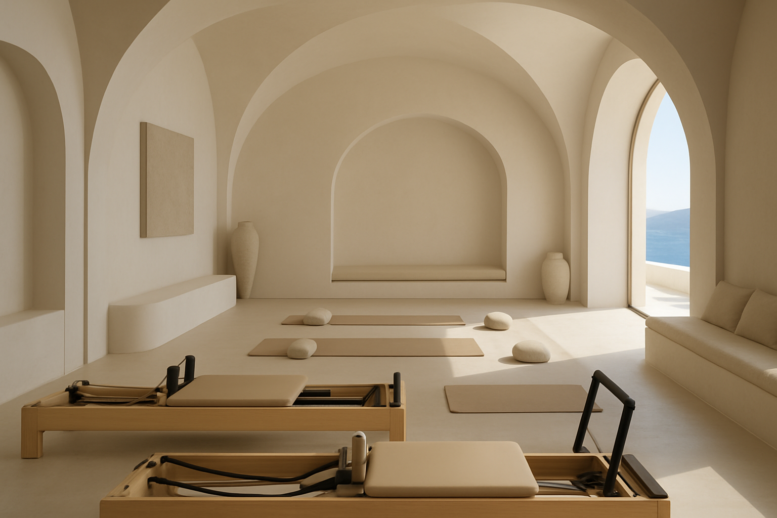 Minimalist Yoga Studio with Sea View